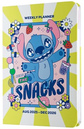 Grupo Erik Taschenkalender Terminplaner 2026 Disney Stitch Kalender Schulplaner Jahreskalender 2026 Geschenk Mädchen und Jungen Schulsachen Grün