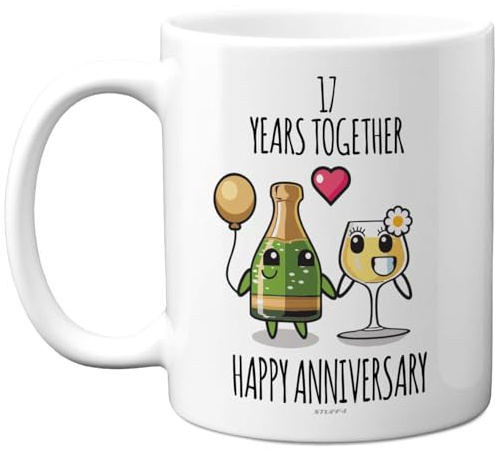 Stuff4 17th Anniversary Mug Gift for Women and Men, 17 Years Together | Happy 17 Year Wedding Anniversary for Wife or Husband Son Daughter Brother Sister, 11oz Ceramic Coffee Mugs Gifts