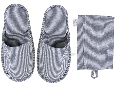TOVINANNA Ciabatte Viaggio Pieghevoli Portatili in Cotone Suola in Suede, Sacchetto, Comode e Traspiranti per Viaggiare Colore Casuale