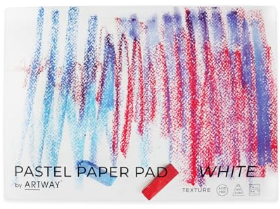 Artway A4 Pastel Paper Pad - Ideal for Soft Pastels, Oil Pastels, Pastel Pencils, Graphite and Charcoal - 48 Sides/24 Sheets of 160gsm Pastel Paper - White