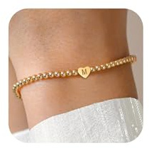 RMMD Armband Damen Gold - 18K Vergoldete Herz Armband mit Buchstaben initialen Armbänder Damen Personalisierte Armbänder Geburtstagsgeschenk für Freundin Frauen Mädchen Teenager Schmuck Gold Geschenke