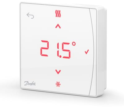 Danfoss Icon 2 Raumthermostat 24V, Unterputz mit LED-Display, weiß, 1 Stück – präzise Raumtemperatur-Regelung für Fußbodenheizung, kompatibel mit 24V Steuerungen/Aktorleisten, einfache Montage in 60-m