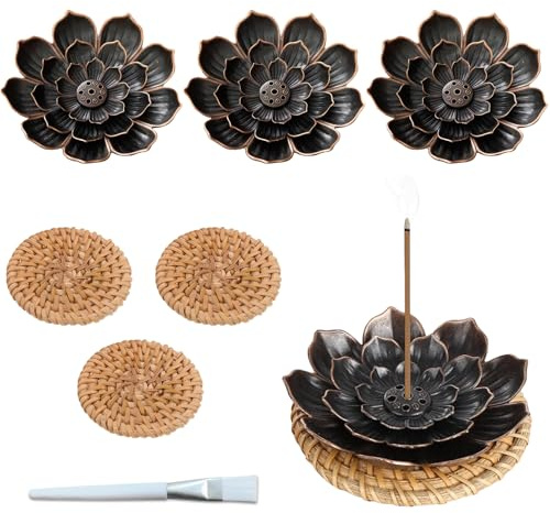 Porta Incenso Set Da 7 Pezzi Con Sottobicchieri E Spazzola Bruciatore Incenso Incenso 6 Fori Con Raccoglicenere