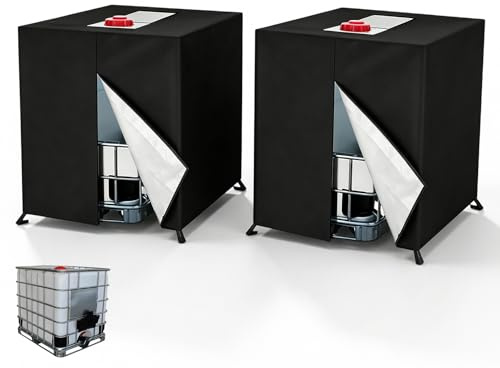 210D 1000 l IBC tank-skydd, skydd vattentank, vattentät UV-anit skyddande överdrag med dragkedja för IBC regntunna behållare regnvattentank, 120 x 100 x 116 cm