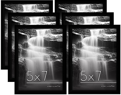 Americanflat 6-teiliges Bilderrahmenset 13x18 cm in Schwarz - Bildergalerie-Rahmenset mit Bruchsicheres Glas - Schwarze Bilderrahmen im Horizontalen und Vertikalen Format für Wand und Tisch