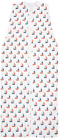 ZOLLNER Sommerschlafsack - luftiger Schlafsack aus atmungsaktiver Baumwolle - Größe 110 - mit flexiblem Reißverschluss und Kinnschutz - ohne Ärmel - Oeko Tex® zertifiziert