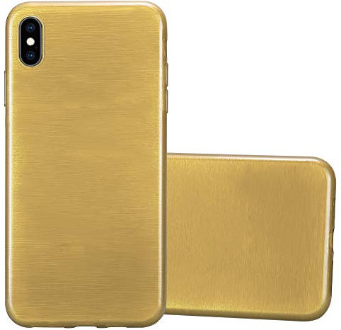 Cadorabo Custodia per Apple iPhone XS MAX in ORO - Morbida Cover Protettiva Sottile di Silicone TPU con Bordo Protezione - Ultra Slim Case Antiurto Gel Back Bumper Guscio