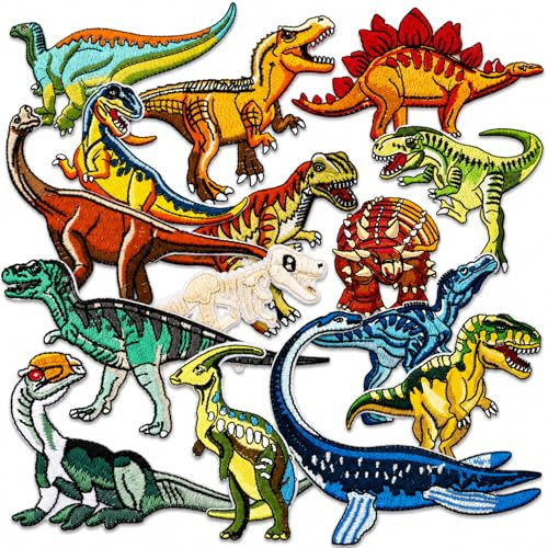Sunshine smile Bügelflicken,15 Stück Patches zum Aufbügeln Dinosaurier Aufnäher Applikation Flicken Zum Aufbügeln für DIY T-Shirt Jeans Kleidung Taschen,Flicken Patches