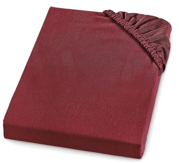 sleepling Feinbiber Spannbettlaken 90x200 cm, 100% Baumwolle, Steghöhe 25 cm, Rundumgummizug, Bettlaken 90 x 200 cm, Made in Germany, Oeko-TEX, Waschbar bis 60 Grad, Rot