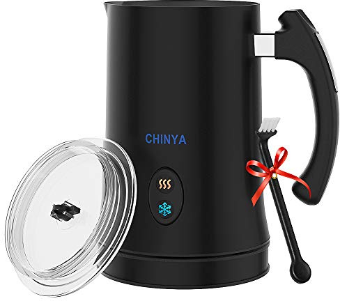 Milk Frother,CHINYA Automatic Milk Frother with Hot and Cold Functionality, Electric Milk Steamer and Warmer for Latte, Cappuccino, Hot Chocolate and Macchiato, Auto Shutoff (Black)
