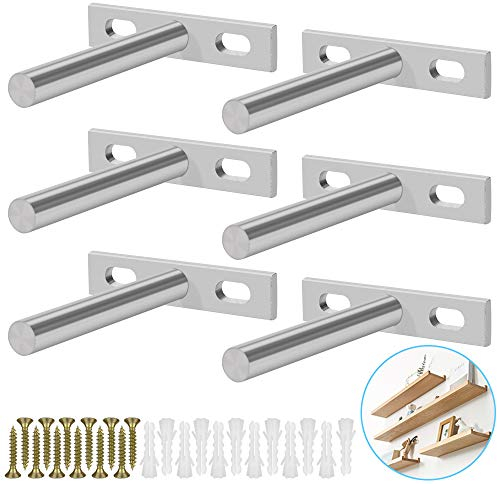 BUZIFU 6 Stücke Schwebende Regalhalterungen 79mm Tablarträger Regal Regalhalter verdeckt Tablarträger unsichtbar Fachboden-Träger Schwerlastträger mit Schrauben und Dübel für Wand Montage Dekoration