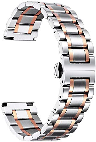 BINLUN Cinturino Orologio Acciaio Inossidabile 12mm-24mm Bracciale in Metallo per Smartwatch con Estremità Dritte o Curve per Uomo Donna 6 Colori