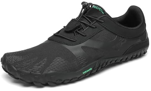 SAGUARO Barfußschuhe Herren Fitnessschuhe Damen Barfussschuhe Schnell Trocknend Traillaufschuhe Badeschuhe rutschfest Unisex Sommer Outdoor Kletterschuhe ReineSchwarz 44 EU