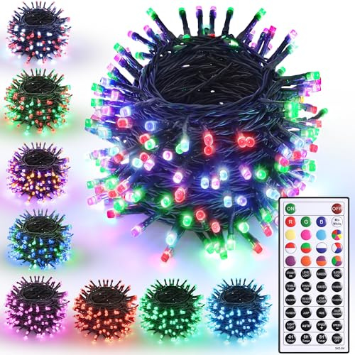 Joomer Easter String Lights Outdoor - 66FT 200LED RGB Pastel String Lights with Remote, Waterproof Outdoor Indoor with Timer Memory Function for Christmas, Easter Day Decor(Non-Connectable)