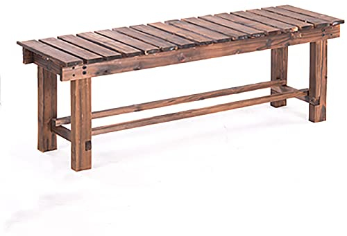 Yclty Garten Rustikale Holzbank Lattensitze Stabile Verstärkte Struktur Außenterrasse Garten 2-3 Personen Sitzbank Gartenbank (Color : Double Pole, Size : 120cm)