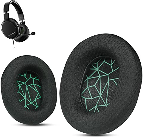 Krone Kalpasmos Ersatz Ohrpolster für SteelSeries Arctis 1/3/5/Arctis 7/7+/7P/7P+/7X/7X+/9/9X/Pro/Prime (Passt Nicht auf Arctis Nova) Kopfhörer, Aus Stoff gefertigt（Grün）