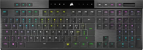 Corsair K100 AIR WIRELESS RGB Tastiera Meccanica da Gioco Sottile - Tastiere a Basso Profilo CHERRY MX - Bluetooth - Compatibile con iCUE - PC, Mac, PS5, PS4, Xbox - QWERTY IT - Nero