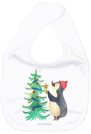 Mr. & Mrs. Panda Organic Babylätzchen Pinguin Weihnachtsbaum - Geschenk, Advent, Spucktuch Baby, Weihnachten, Sabberlätzchen, Babylätzchen Als