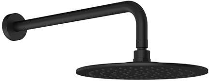 CHRIS BERGEN Wassersparende Kopfbrause mit Brausearm - Duschkopf wassersparend - Durchmesser: 25 cm - in Schwarz matt