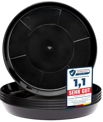 Garronda Platos para Macetas de Producción Redondas GD-0026 (5 Piezas Negro, ⌀ 17cm H 2,5cm)