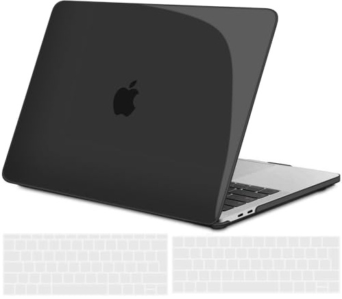 TECOOL Hülle für MacBook Pro 13 Zoll M2 2022, M1 2020-2016, A2338 A2289 A2251 A2159 A1989 A1706 A1708, Ultradünne Schutzhülle Hartschale Case u. EU Tastaturschutz, Kristallschwarz