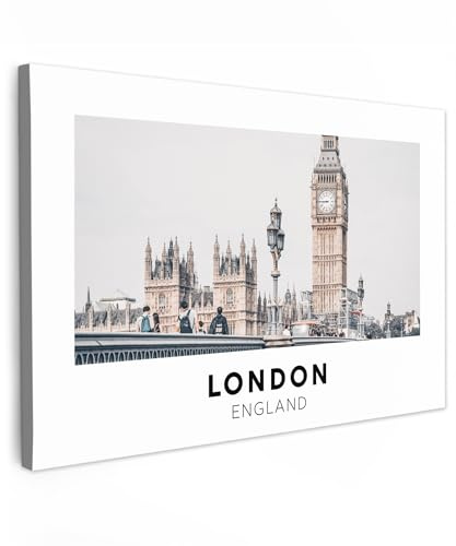 MuchoWow© Leinwandbild Dekoration Wohnzimmer Bilder Aufhängen Wall | 90x60 cm - Decoration Living Room Wohnungs Deko Moderne London - England - Big Ben