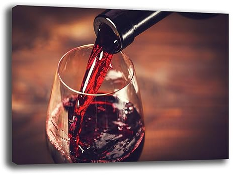 Printerland Quadro Moderno VINO CALICE ROSSO Quadri moderni Cucina Ristorante PUB su tela da Parete XXL grande Stampa su tela canvas Sala Pranzo Decorazione Murale muro Arredo (30x40 cm, 3)