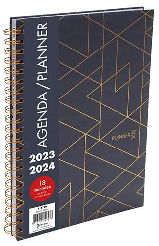 Kalender Planner Spirale Schwarz A4-18 Monate 2023-2024 - 30x21 cm