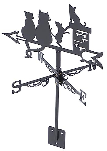 Yardenfun Edelstahl Windfahne Katzenmotif Für Garten Wetterfahne Windrichtungsanzeige Wetterfest Langlebig Installieren Für Außendekoration Und Hauswarming