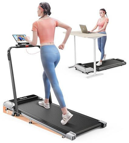 Tapis Roulant Elettrico con Inclinazione, 2 in 1 Tapis Roulant Pieghevole con Pendenza, 12km/h Walking Pad, App e Telecomando, Salvaspazio, Display LED