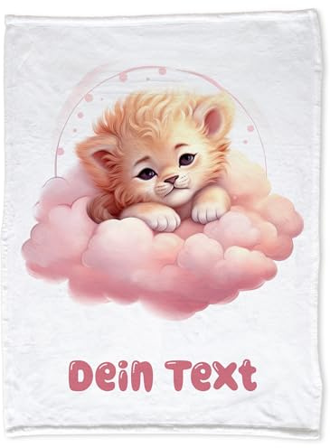 GRAZDesign Personalisierte Babydecke mit Namen Löwe auf Wolke Super flauschig, Baby Kuscheldecke zur Geburt, Geburtstag, Weihnachten 100x75cm - Fleecedecke