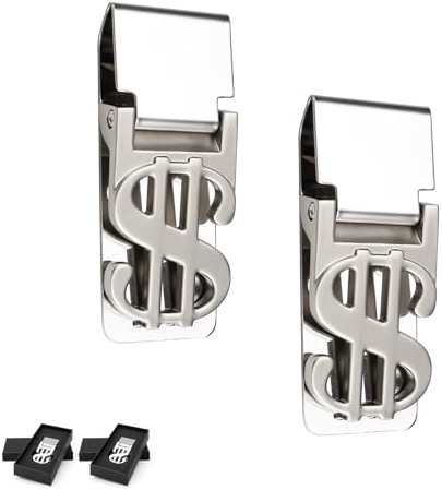 CHSEROK Geldklammern, 2 Stück Geldklammer Herren, Flexibles Öffnungsdesign, Edelstahl Money Clip Tragbar mit Geschenkpaket, für Geldscheine Visitenkarte Kreditkartee (Silber)