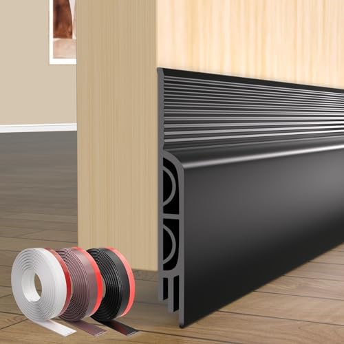 Zugluftstopper für Türen,Türdichtung Unten Selbstklebend,Zugluftstopper Haustür,Windstopper Tür Dichtung,Türbodendichtung Luftzugstopper,Türluftstopper Türvorleger Zugstopper,Door Seal(1M,Schwarz)