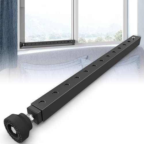 WooFog Barre de sécurité réglable verticale, robuste pour porte coulissante en verre avec pieds en caoutchouc, 43,2 à 83,8 cm, pour fenêtres montantes et descentes, noir, 1 pièce brevetée