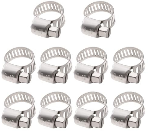 YIXISI 10 Piezas 6-12 mm Abrazaderas de Manguera, Abrazadera de Manguera de Acero Inoxidable 304, Abrazaderas de Tubo Ajustables, para Tubo de Manguera