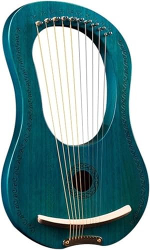 7 Saiten Harfe Instrument 10 Saiten Zither Instrument Mit Putztuch,Stimmschlüssel,Picks,Anfänger Handbuch for Lyra (Color : 10 Tone Floral Blue)