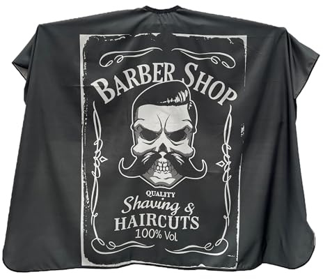Gabri Professional Barber Cape - Premium Hairdressing Gown for Hair Salon - Waterproof Cutting Cape for Barber Shops (Badass Skull, 150cm (L) x 115cm (W))