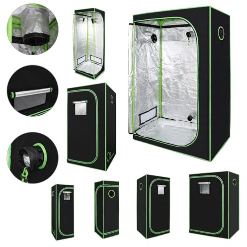 Jopassy Tente de culture 60 x 60 x 180 cm – Boîte de culture d'intérieur robuste en polyester 600D, opaque, imperméable avec fenêtre transparente en PVC – Parfait pour la croissance des plantes –