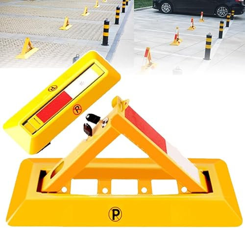 PLABNK Abschließbare Parkplatzsperre - Zusammenklappbare Parkplatz-Sicherheitspoller, Dreieckiger Parkblocker, Mühelose Installation, Mit Schlüssel, Für Hoch Gelegene Wohngebiete,72CM