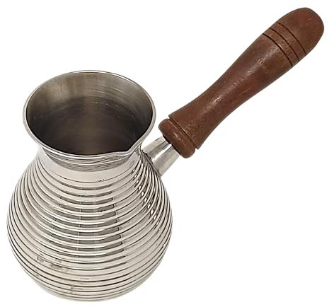 Madacha Coffee Pot Cezve/Turka 300 ml Gold Brass/Nickel Removable Wooden Handle