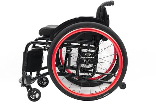 MHZSSC Rollstuhl Faltbar Leicht Reiserollstuhl, Klapprollstuhl für den Transfer, Aluminium Rollstüh, Leichtgewicht, Sicherheitsgurt(Seat Width 42cm/16.5,Red)