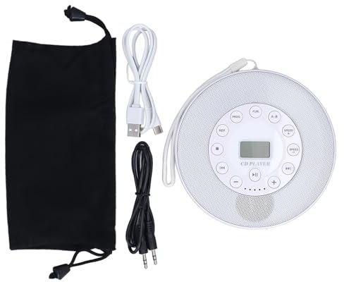 Lettore CD Portatile con Altoparlanti, Lettore CD Walk Man Ricaricabile per Auto, Lettore CD Walk Man Compatto Antisalto, Lettore CD, Masterizza CD su unità Flash USB, Lettore