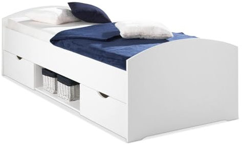 Nicht Zutreffend Kojenbett Bettgestell Einzelbett | 90x200 cm | Weiß | 2 Schubladen