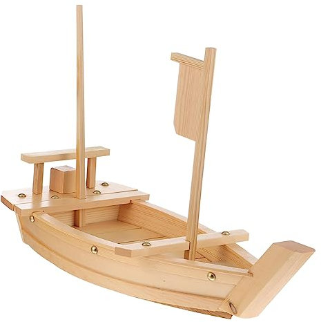 Cabilock Sushi Boat Plate for Sashimi Serving Boat Shape Plate Wooden Tray Japanese Style Food Tray for Sushi Display
