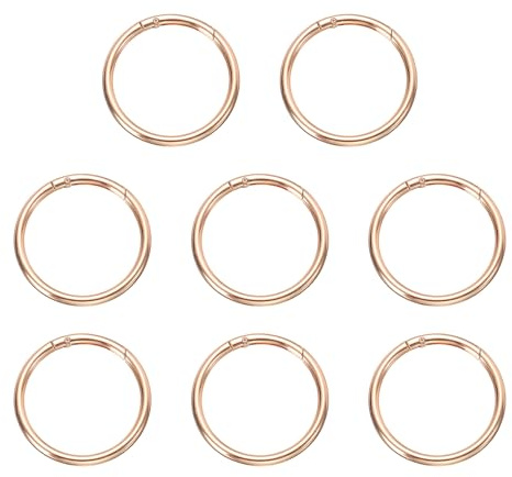 QUARKZMAN 8pcs Anillo de Resorte, 50mm O Ring Llavero Mosquetón Clip Hebilla Redonda Cierre de Metal Aleación Broche Accesorio para Senderismo Manualidades DIY Bolsa Decoración, Dorado