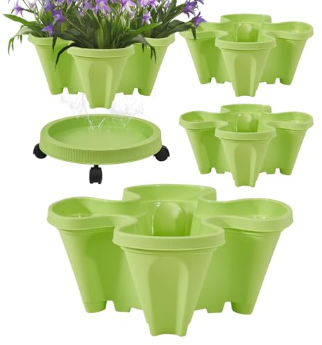 Pot à Fraises Plateau Amovible Roues Pots Fleurs Outils de Plantation | Tour À Fraisiers Empilable Outils plantation accessoires jardinage pour intérieur, extérieur, terrasse, maison, appartement,