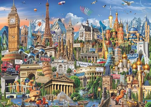 Jigsaw Puzzles for Adults 1000 Piece European Landmarks 27.56 x 19.69 Inch Jigsaw Puzzle for Adults Educational Game 1000 Pieces London Paris Rome Landmarks Puzzles for Adult
