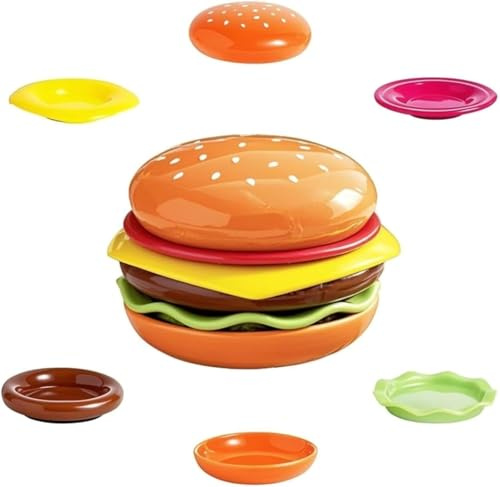 Juego de platos apilables para hamburguesas, 6 capas, mini platos llanos de hamburguesa, recipiente de cerámica para salsa de sushi, plato de aperitivo para hamburguesas, sushi, aperitivos, aperitivos
