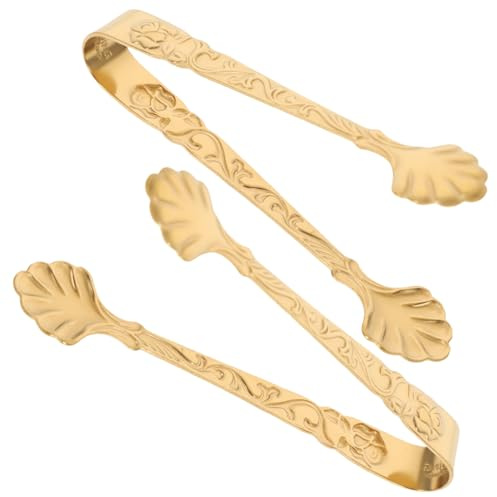 Zerodeko Pince à Glaçons Portable En Acier Inoxydable Doré Motif Rose En Relief, Lot De 2, Multifonction Pour Aliments, Pour Maison, Fêtes Et Restaurants