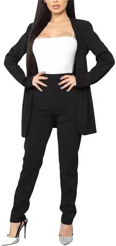 Completo Donna Elegante Autunnale Abito Da Lavoro Eleganti Manica Lunga Complete Da Cerimonia Aperto Davanti Colletto Oversize Tuta Due Pezzi Blazer E Pantalone Tailleur Ufficio Comoda Per Sera Party